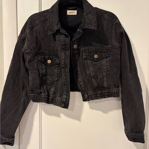 Mono B Charcoal Cropped Denim Jacket